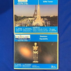 Creatology Wooden 3D Puzzle 2, Eiffel Tower &  Skeleton